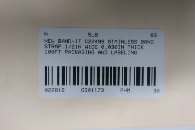 BAND-IT C20499 STAINLESS BAND STRAP 1/2IN WIDE 0.030IN THICK 100FT D601173