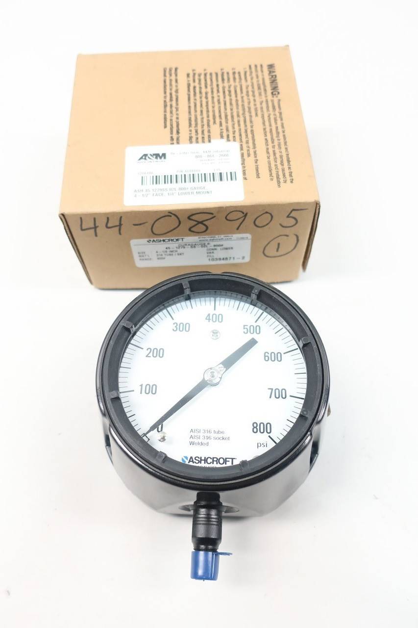 Ashcroft 451279SS02L800 Duragauge Pressure Gauge 41/2in 0800psi 1