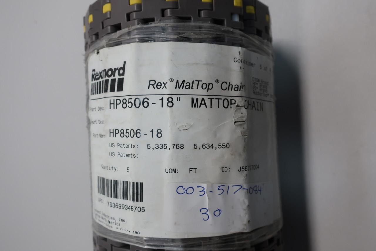 Rexnord HP8506-18 Rex Mattop Conveyor Chain 5ft 3/4in 18in 