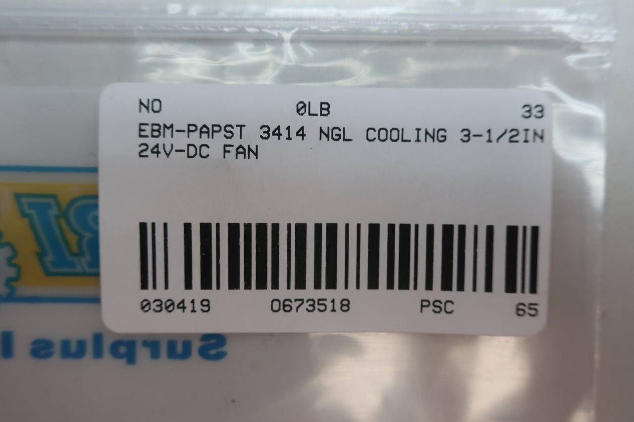 EBM-PAPST 3414 NGL Cooling Fan 3-1/2IN 24V-DC 
