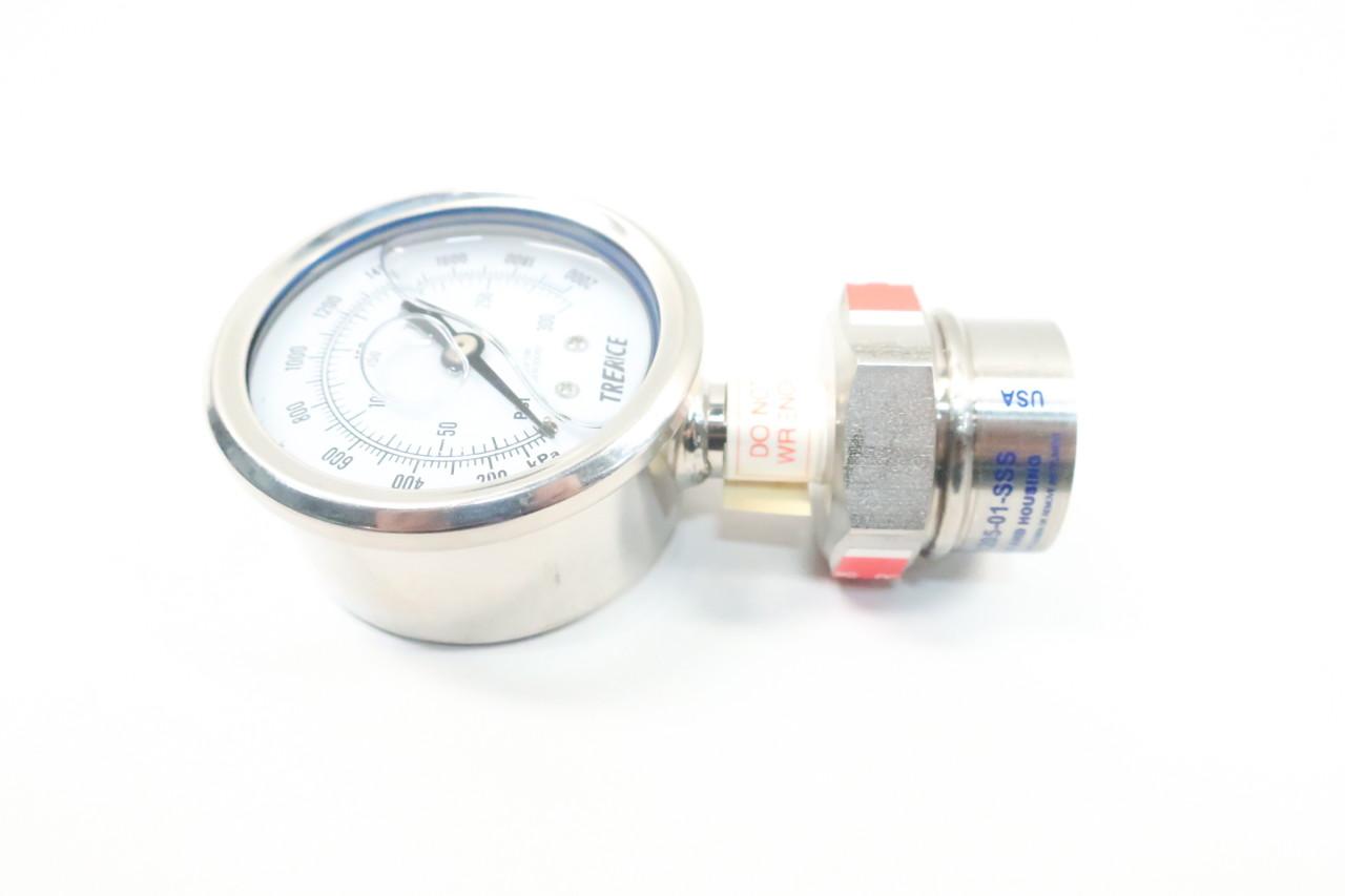 Trerice Pressure Gauge 0-300psi 1/4in Npt W/ W205-01-sss Seal 