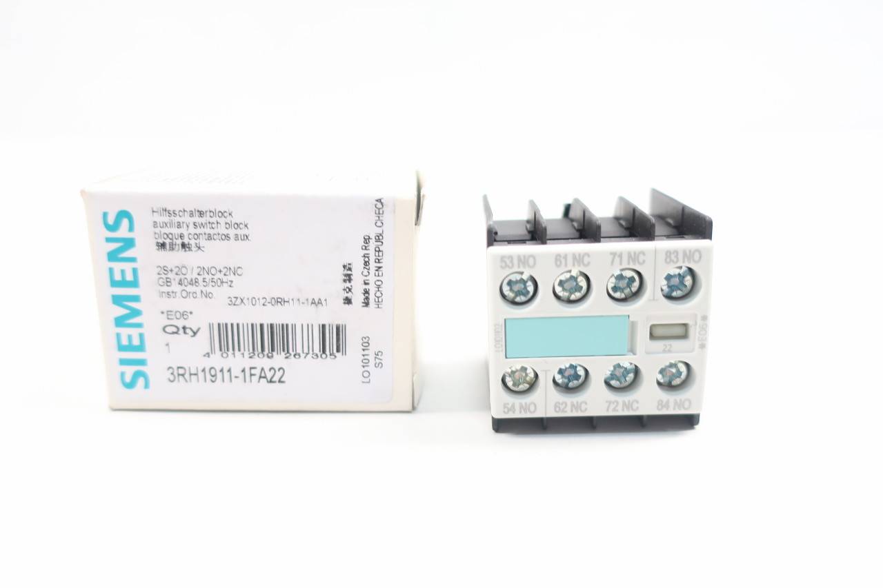 02 Identification Number 2 Pole Screw Connection Siemens 3RH19 11-1FA02 Auxiliary Switching Block For Contactor S00 Size 2 NC Contacts 3RH19111FA02 02 Identification Number 2 Pole Screw Connection Siemens 3RH19 11-1FA02 Auxiliary Switching Block For Contactor S00 Size 2 NC Contacts 3RH19111FA02