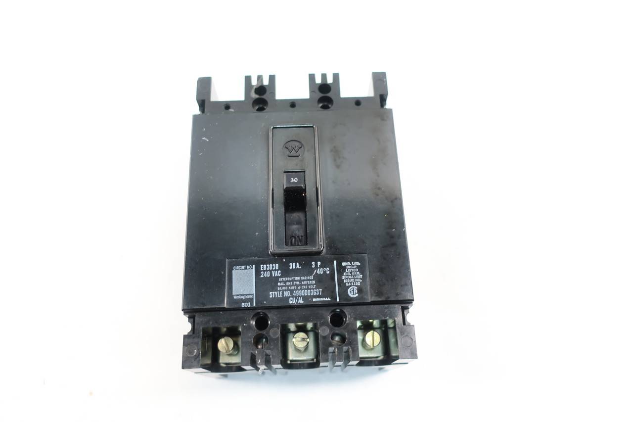 Westinghouse EB3030 Molded Case Circuit Breaker 3p 30a 240vac