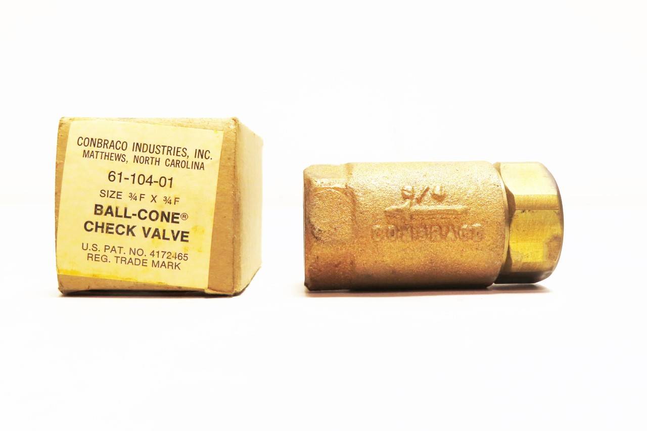CONBRACO 61-104-01 Ball-Cone Brass Check Valve 3/4IN NPT CONBRACO 61-104-01 Ball-Cone Brass Check Valve 3/4IN NPT