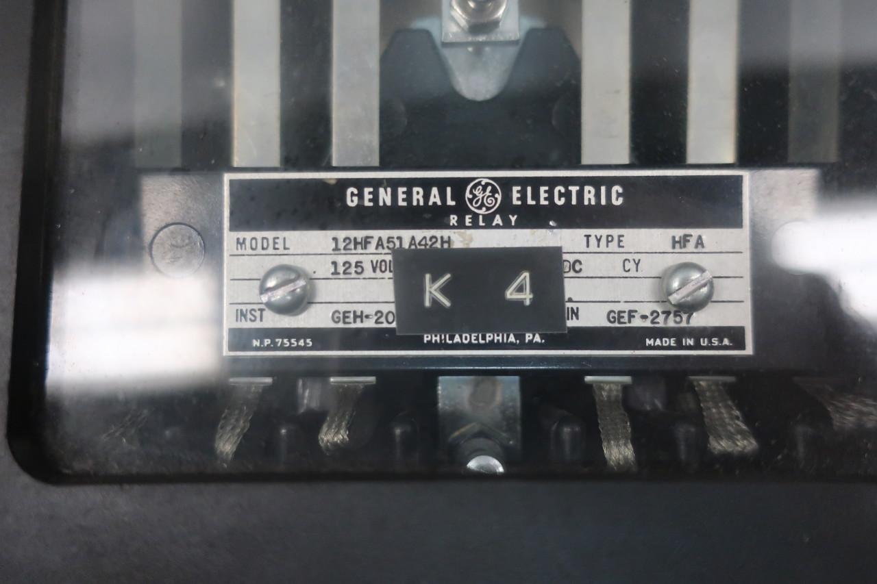 General Electric 12HFA51A42H Auxiliary Relay 125 Volt DC GEF-2757 Type HFA 