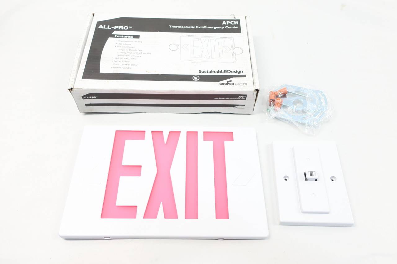 Cooper Lighting APCH7R Plastic Led Exit Sign 120/277vac