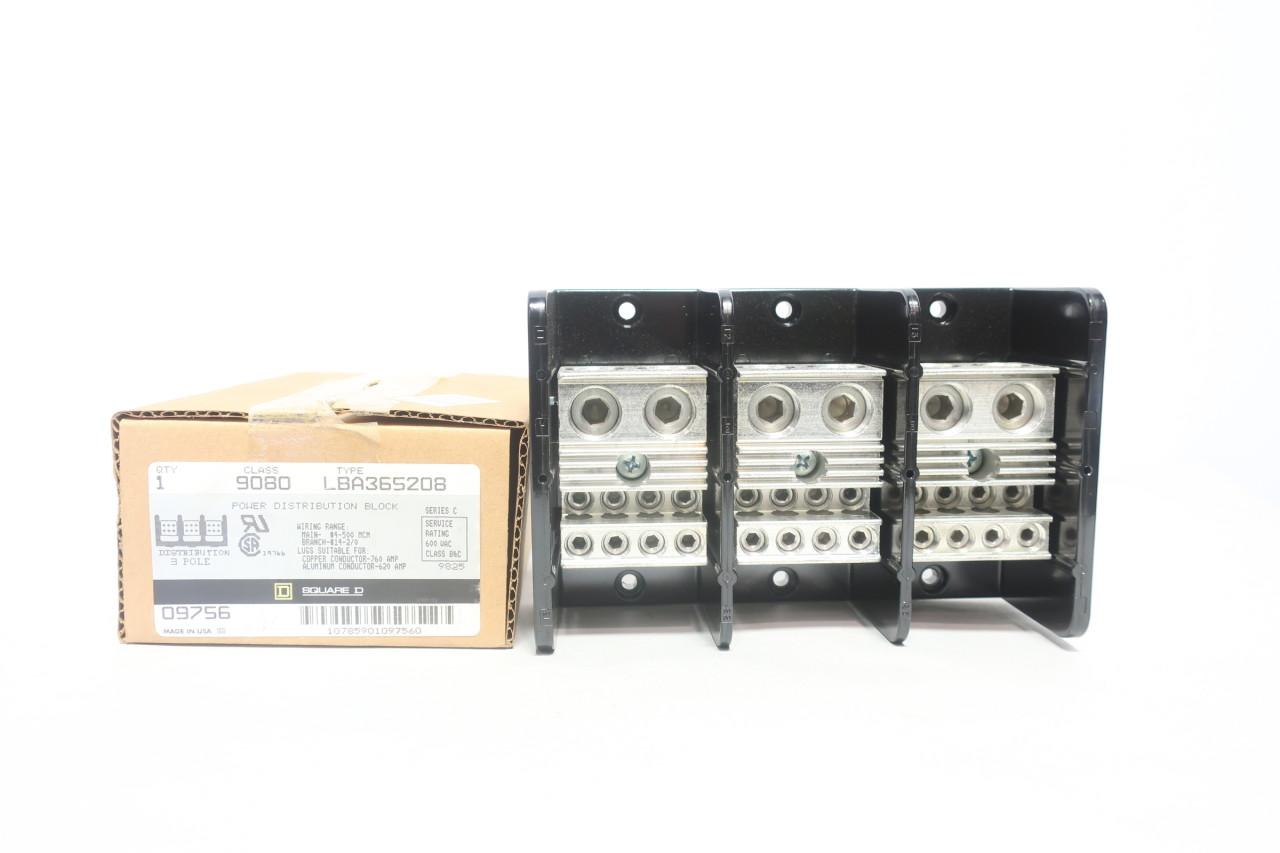 Bloc De Distribution Terminal Square D 9080 Type V-3 – 3 Pôles, 600V – Occasion Fonctionnel, Avec Traces D’usage