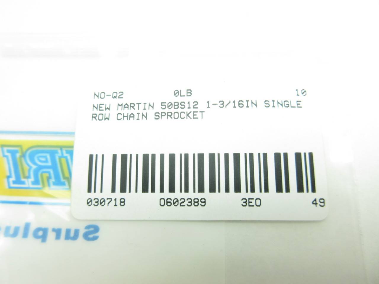 NEW MARTIN 50BS12 1 3/16 STEEL CHAIN SINGLE ROW 1-3/16 IN SPROCKET D273885 