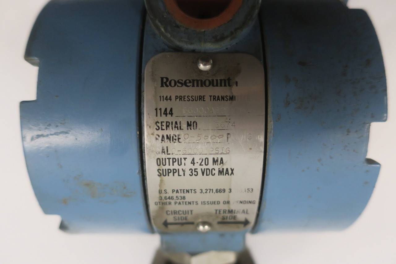ROSEMOUNT 1144G6000A12 Pressure Transmitter 0-6000PSI 35V-DC D587114 
