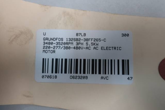 GRUNDFOS 132SB2-38FF265-C AC MOTOR 5.5KW 277/480V-AC 3520RPM 3PH D623209