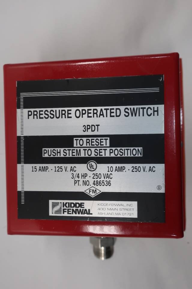 KIDDE FENWAL 3PDT 486536 PRESSURE SWITCH 125/250VAC 15/10A 3/4HP D606006