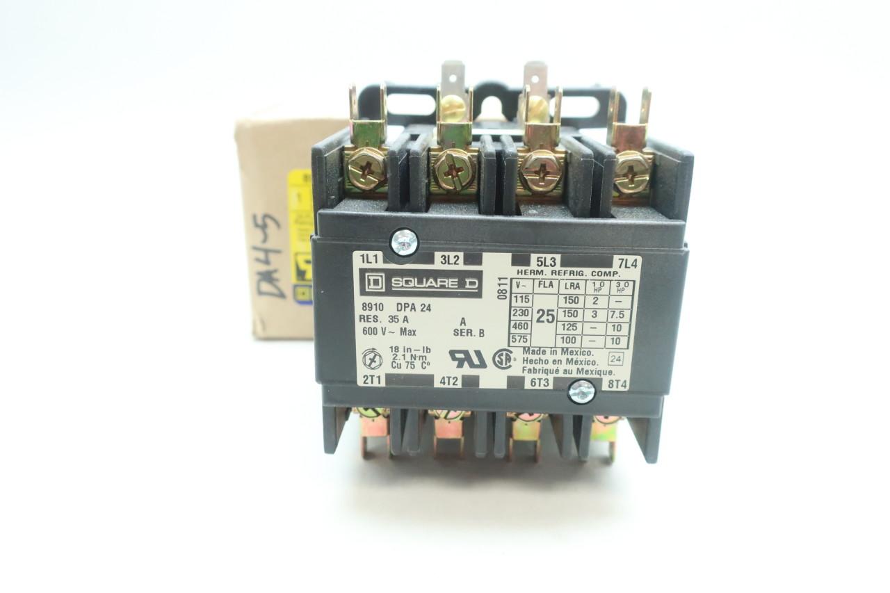 New Square D 8910DPA24V02 Contactor 4 pole 25 Amp 120V Coil Same Day Shipping 