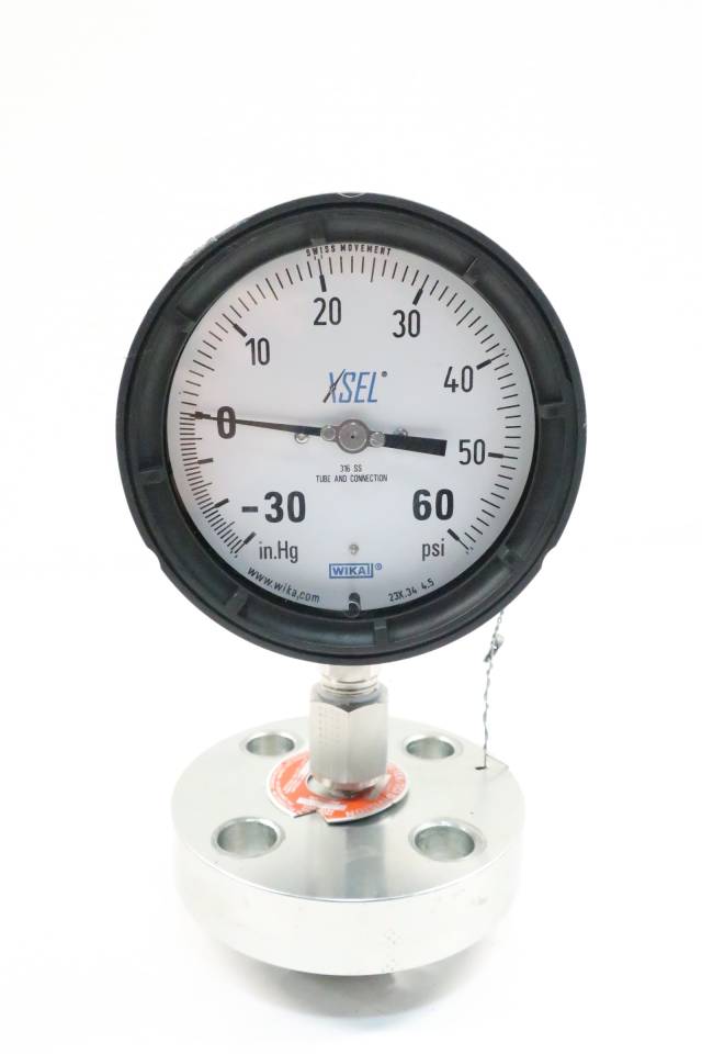 WIKA 23X.34 4.5 XSEL PRESSURE GAUGE 0TO30INHG/060PSI W/ DIAPHRAGM