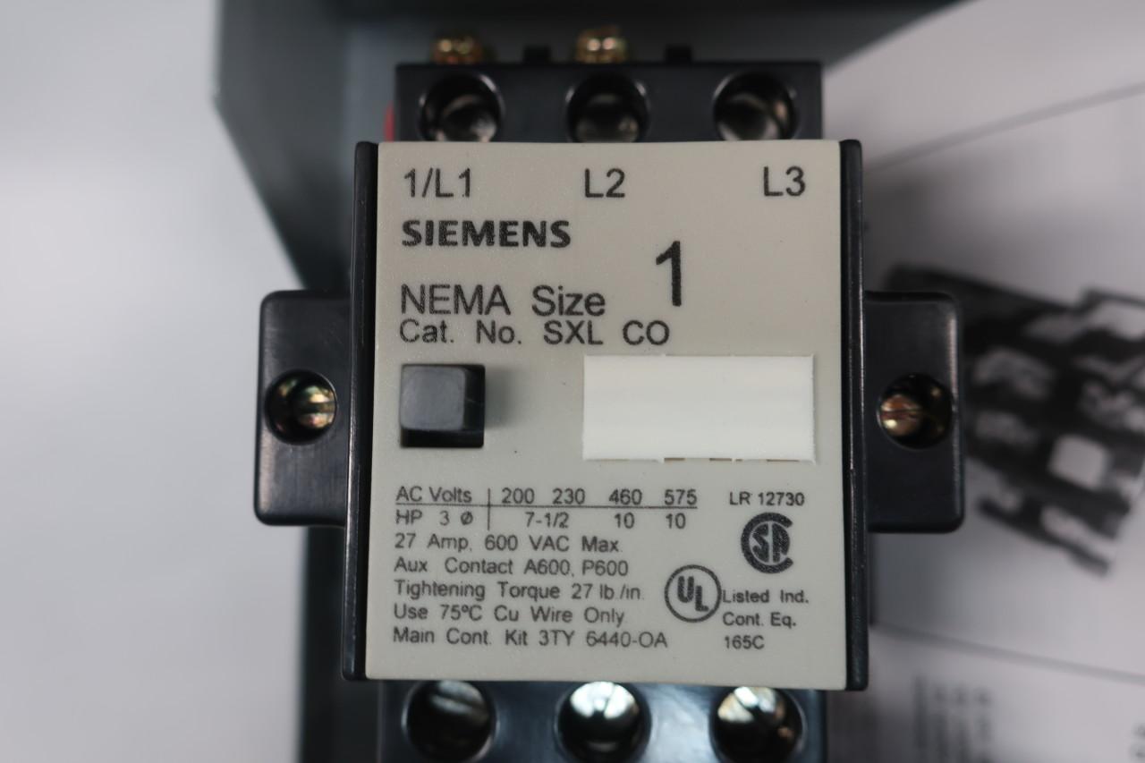 Siemens SXL CG-120 Size 1 Full Voltage Starter 120v-ac 10hp 