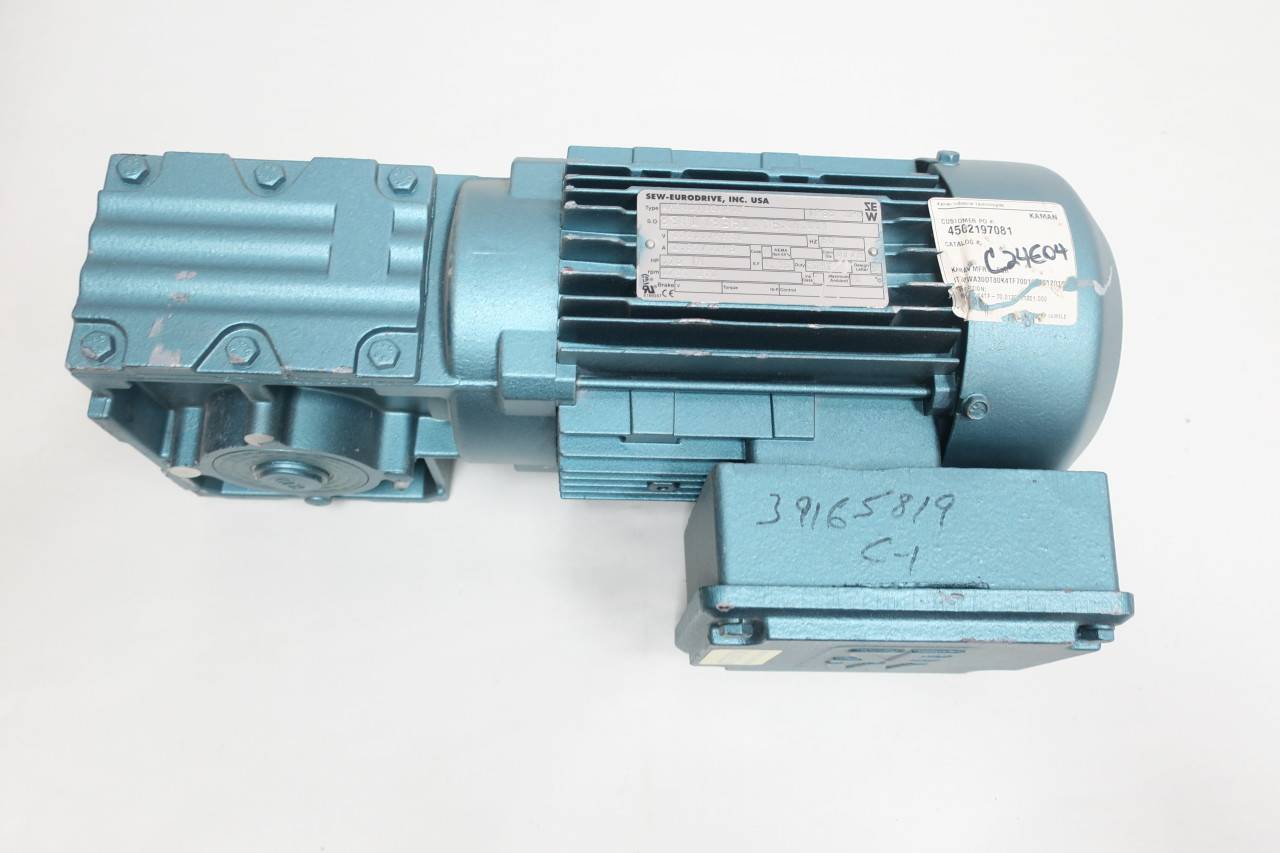 SEW EURODRIVE WA30DT80K4TF 207RPM 3PH 3/4HP 7/8IN 230/460V-AC GEARMOTOR