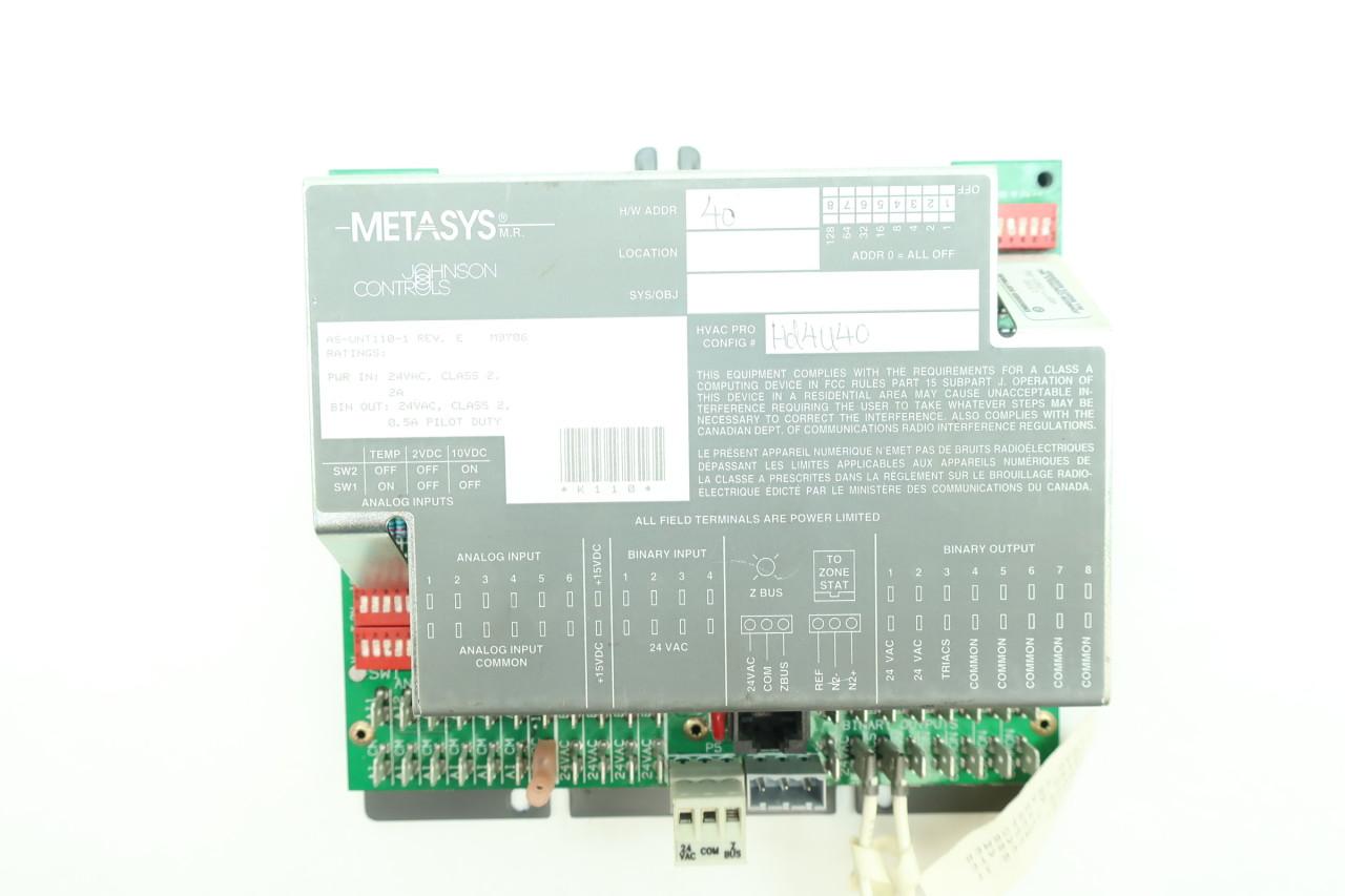 Johnson Controls Metasys AS-UNT110-1 Rev E Controller 