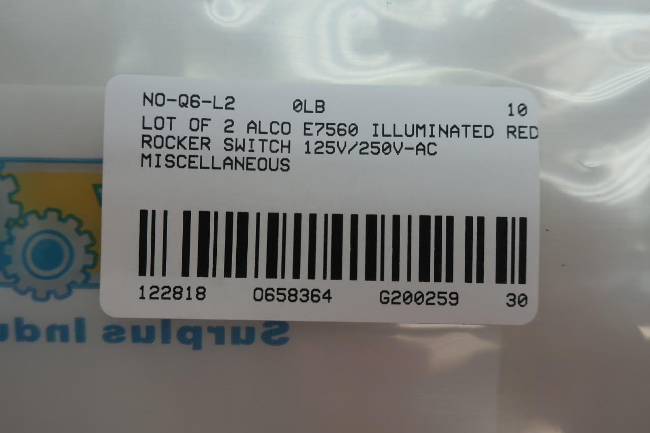 Details about    Alco E7560 Illuminated Red Rocker Switch 125v/250v-ac 