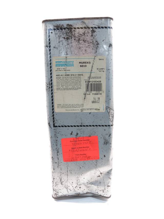 LINCOLN ELECTRIC 6010 MUREX WELDING ROD 5/32 X 14IN 50LBS D600615
