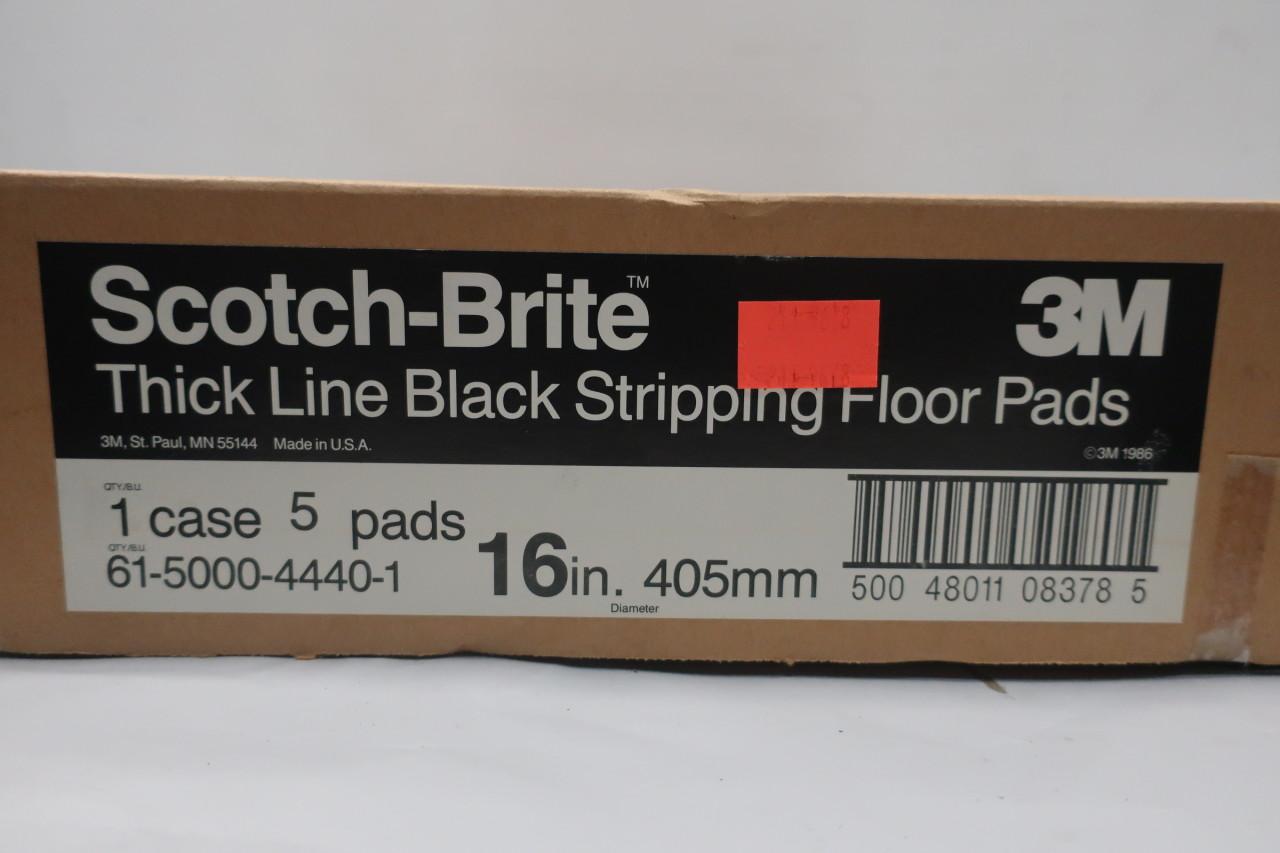 Box Of 5 New 3m 61-5000-4439-3 Scotch-brite Black Stripper Pads 16in 