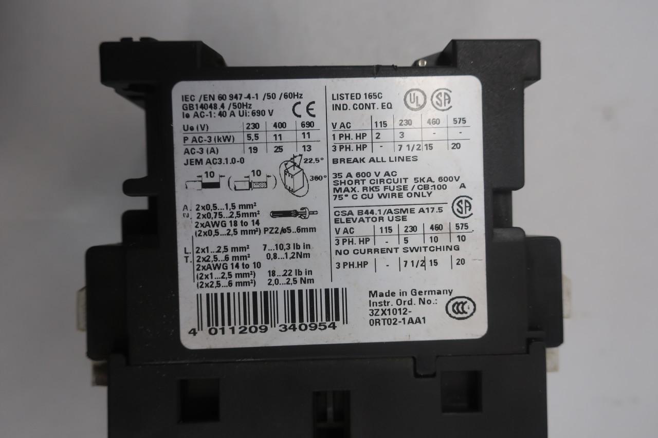 SIEMENS 3ZX1012-ORT02-1AA1 CONTACTOR  20 HP 35A 600V 120V COIL QUANTITY!! 