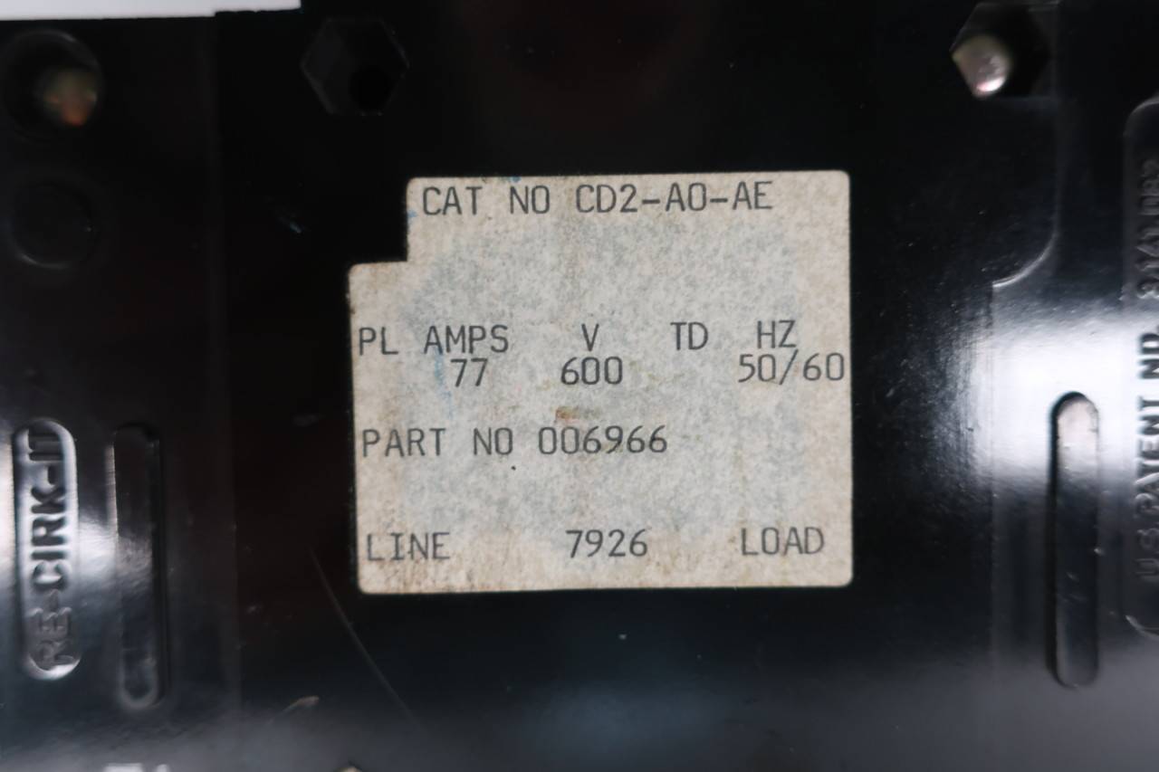 Heinemann Cd2 Ao Ae 77a 2p Circuit Breaker 600v Ac