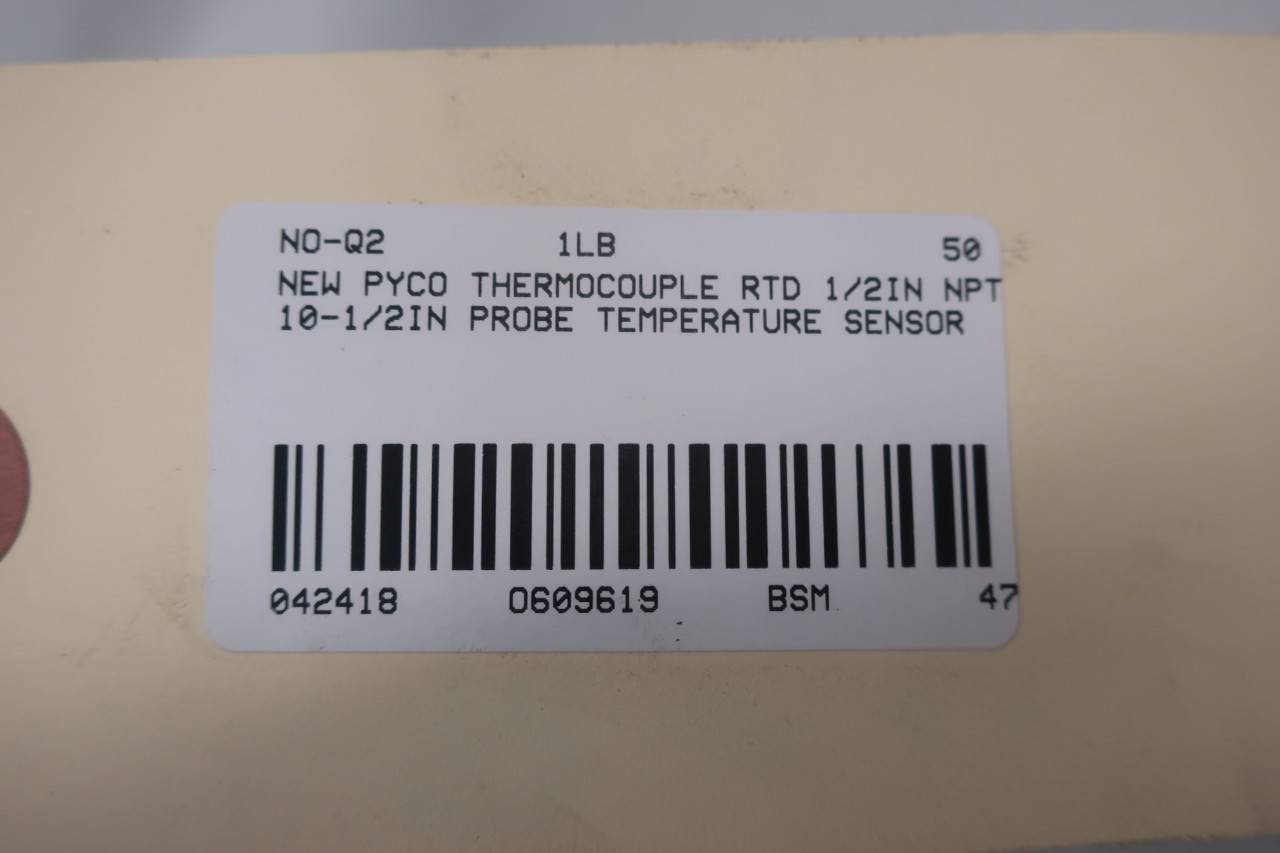 Pyco Thermocouple Rtd 1/2in Npt 10-1/2in Temperature Sensor Probe