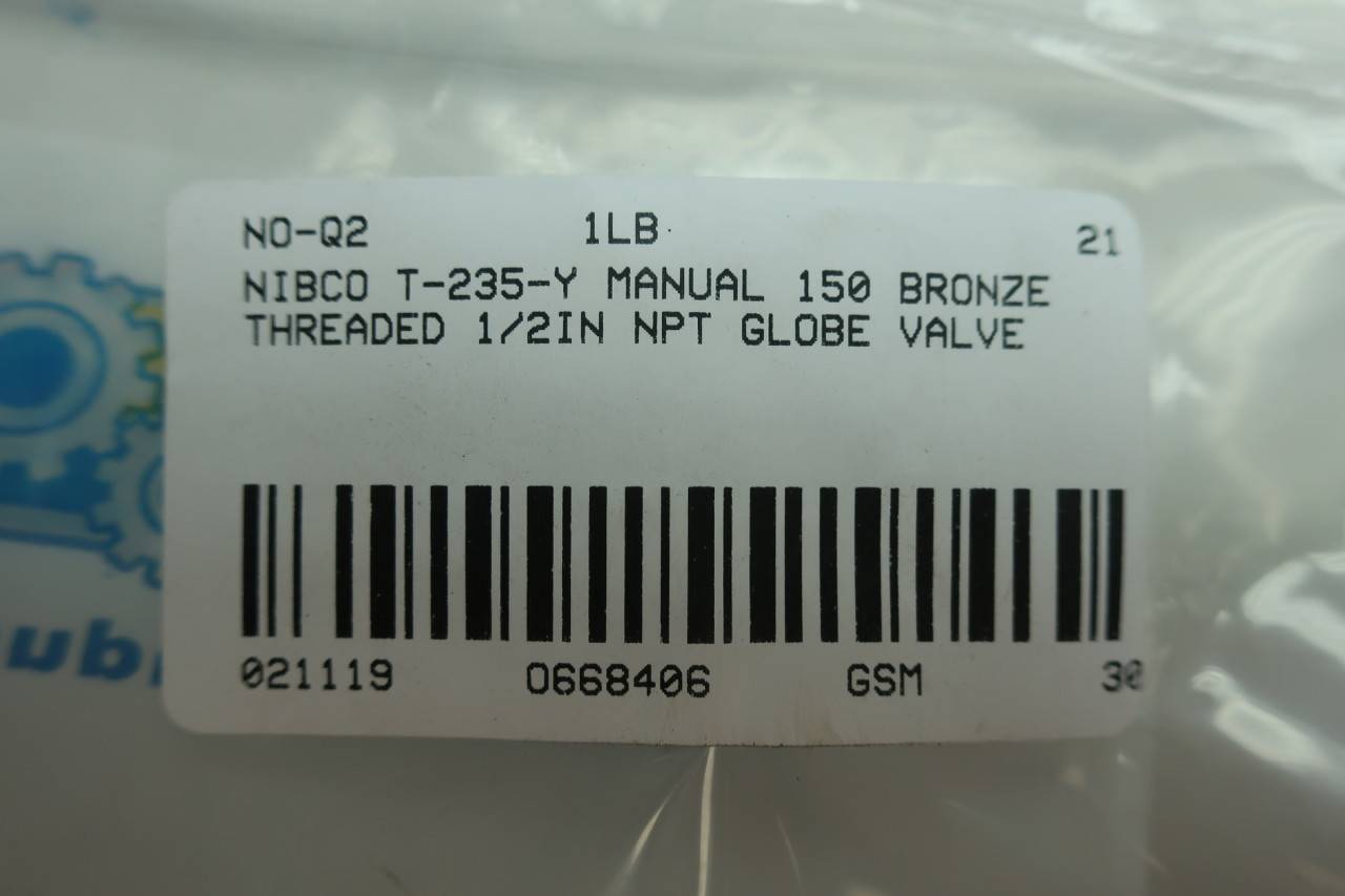 Nibco T235Y Manual Bronze Globe Valve 1/4in Npt 150, 51 OFF