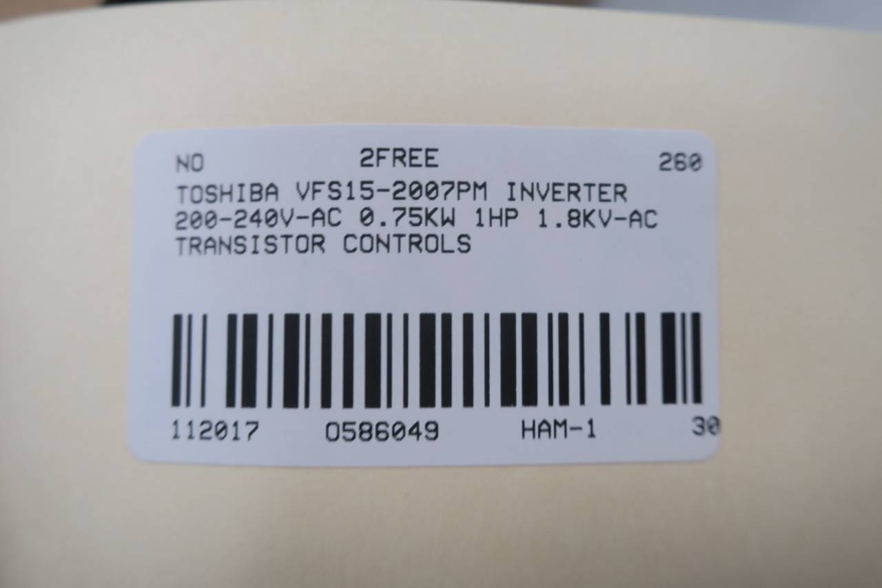 Toshiba VFS15-2007PM Transistor Inverter 200-240v-ac 0.1-500hz 1hp