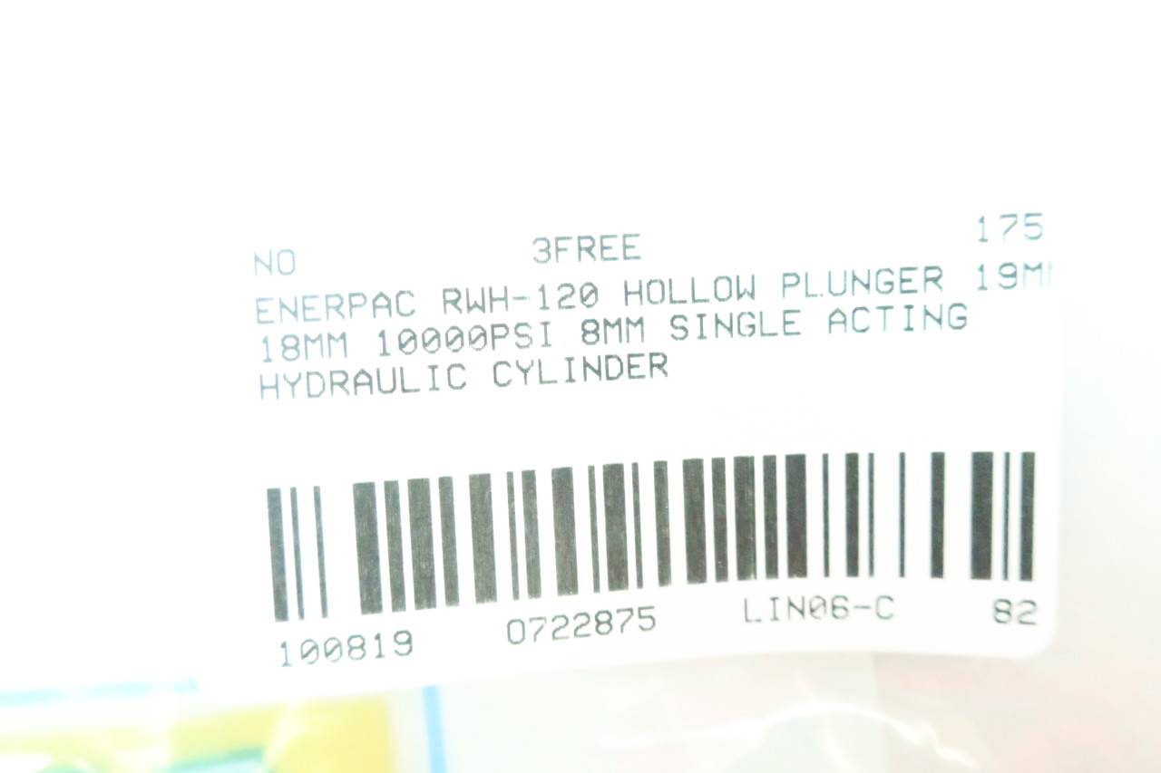 Enerpac Rwh 1 Hollow Plunger Hydraulic Cylinder 12ton psi 0 32in Enerpac Rwh 1 Hollow Plunger Hydraulic Cylinder 12ton psi 0 32in