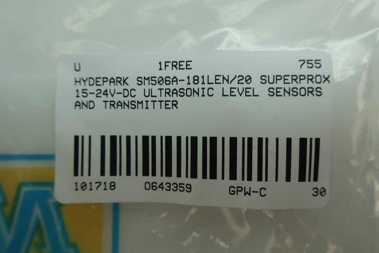 Details about  / Hydepark SM506A181LEN20 Superprox Ultrasonic Level Sensor 15-24v-dc