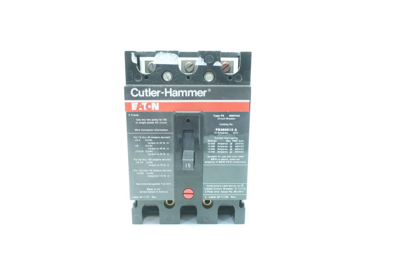Cutler Hammer FS360015A 3p 15a Amp 600v-ac Molded Case Circuit Breaker