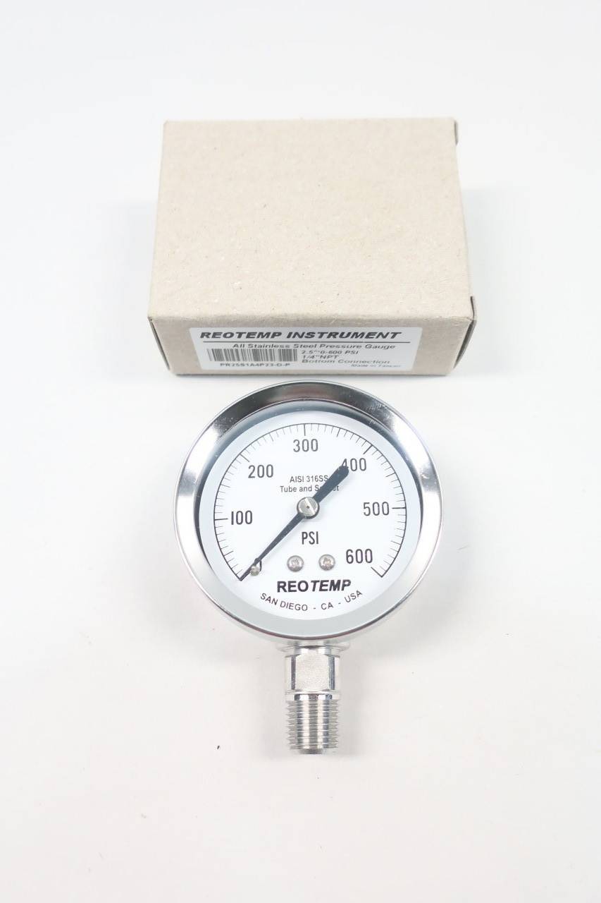 Reotemp Pr25s1a4p23 D P Pressure Gauge 2 12in 0 600psi 14in Npt 9865