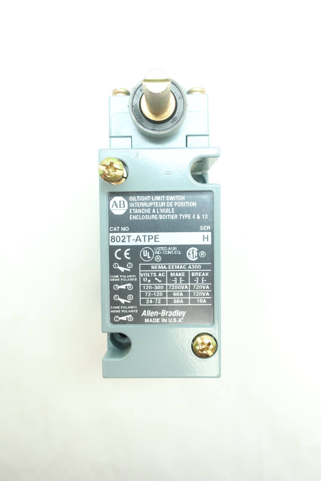 allen bradley 802t catalog on Allen Bradley 802t Atpe Oiltight Limit Switch 120 300v Ac Ser H