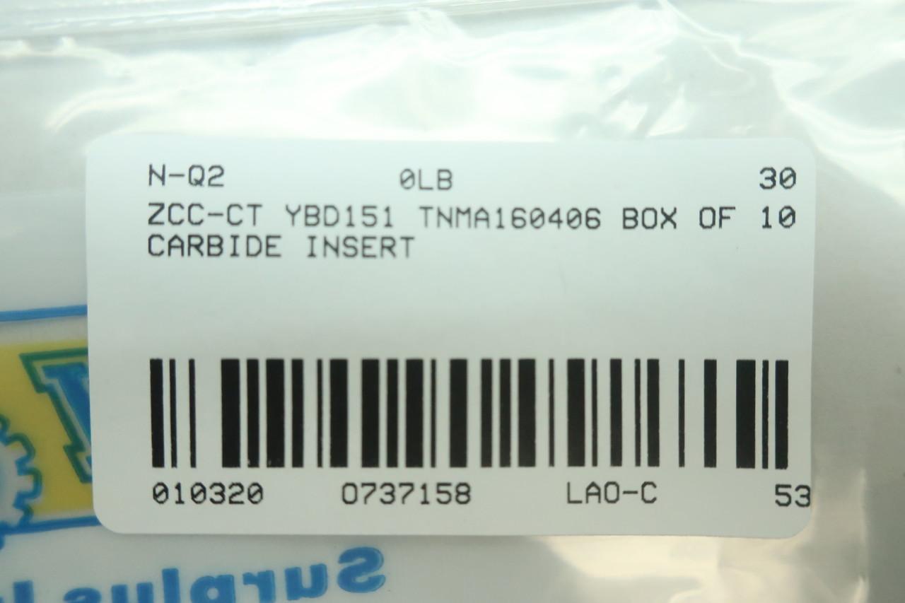 Box Of 10 Zcc-ct YBD151 TNMA160406 Carbide Insert