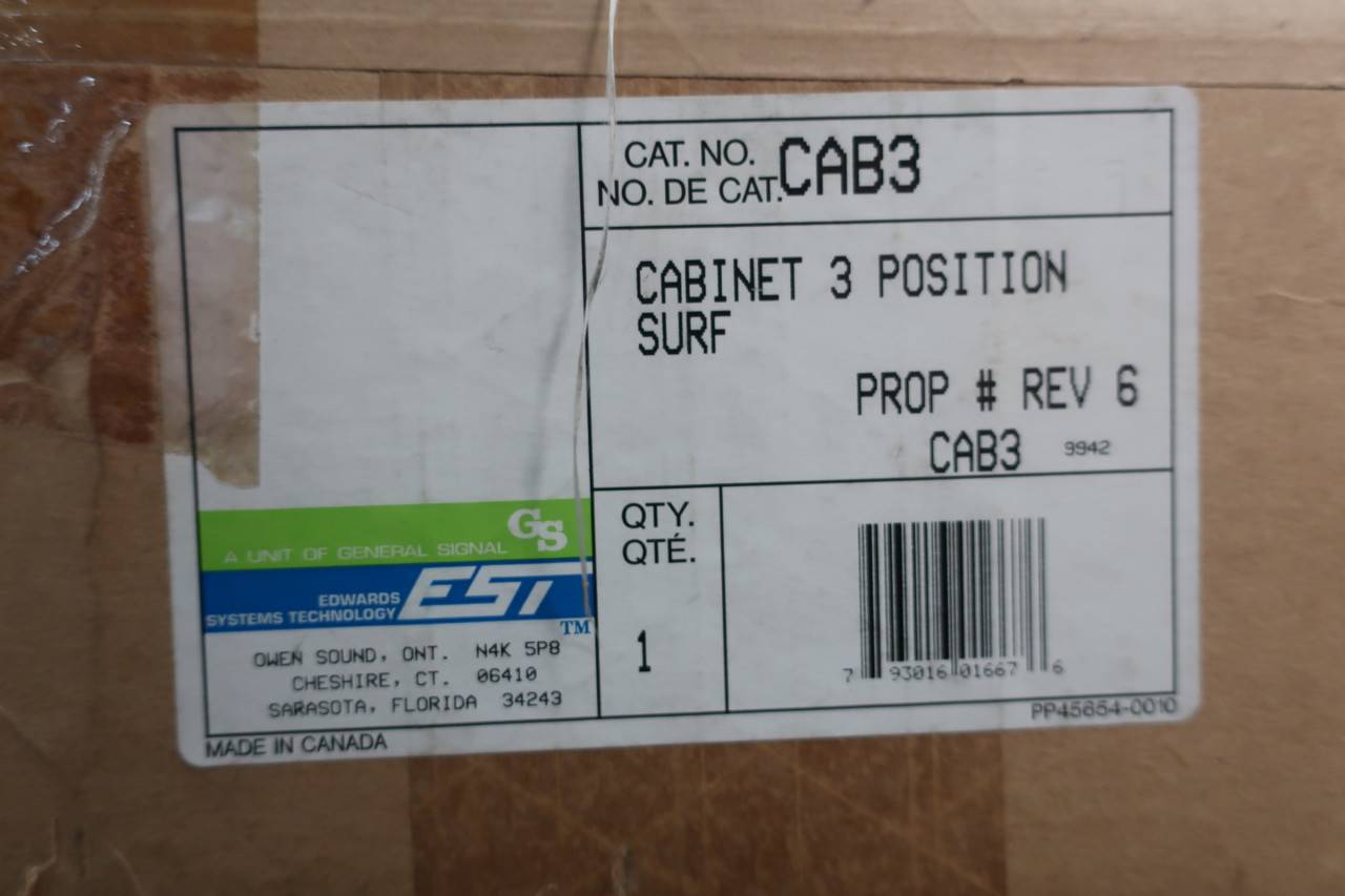 EST EDWARDS CAB3 IRC-3 White FIRE Alarm System Cabinet 5IN 29IN 15IN D615738 