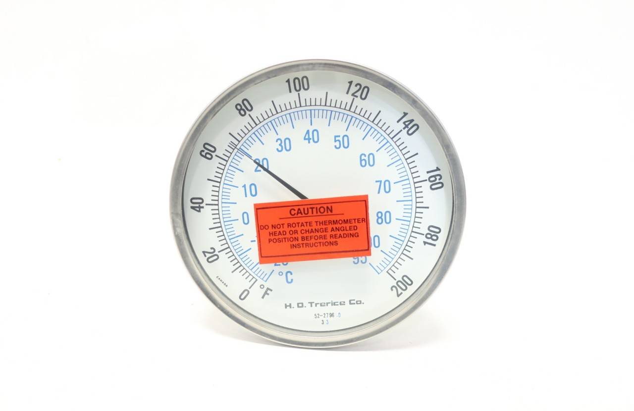 H.o. Trerice 5227960 Bimetal Thermometer 5in 9in 0200f 1/2in Npt