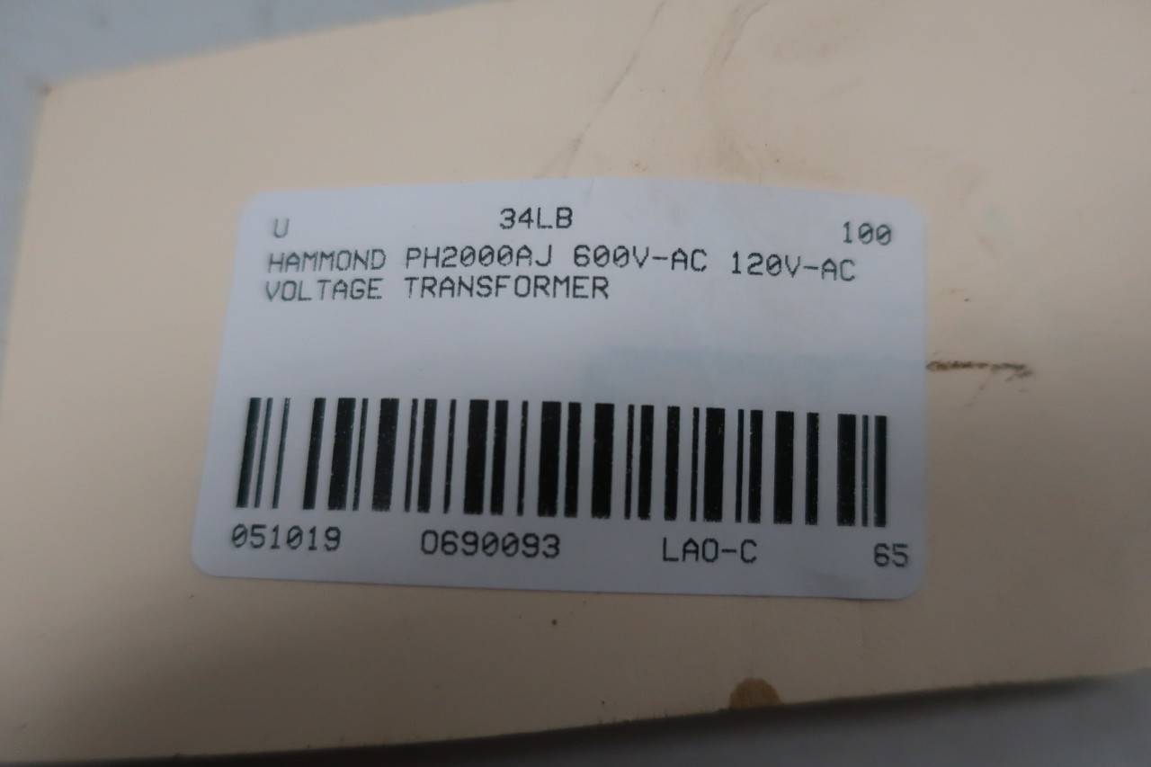 HAMMOND PH2000AJ 2KVA 600V-AC 120V-AC Voltage Transformer HAMMOND PH2000AJ 2KVA 600V-AC 120V-AC Voltage Transformer