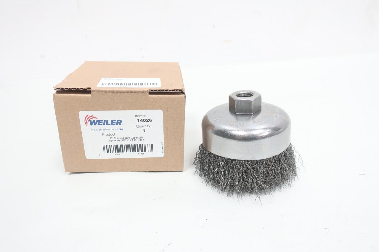 Weiler 14026 4" Crimped Wire Cup Brush, .014" Steel Fill, 5/8"-11 UNC Nut — General Accessories