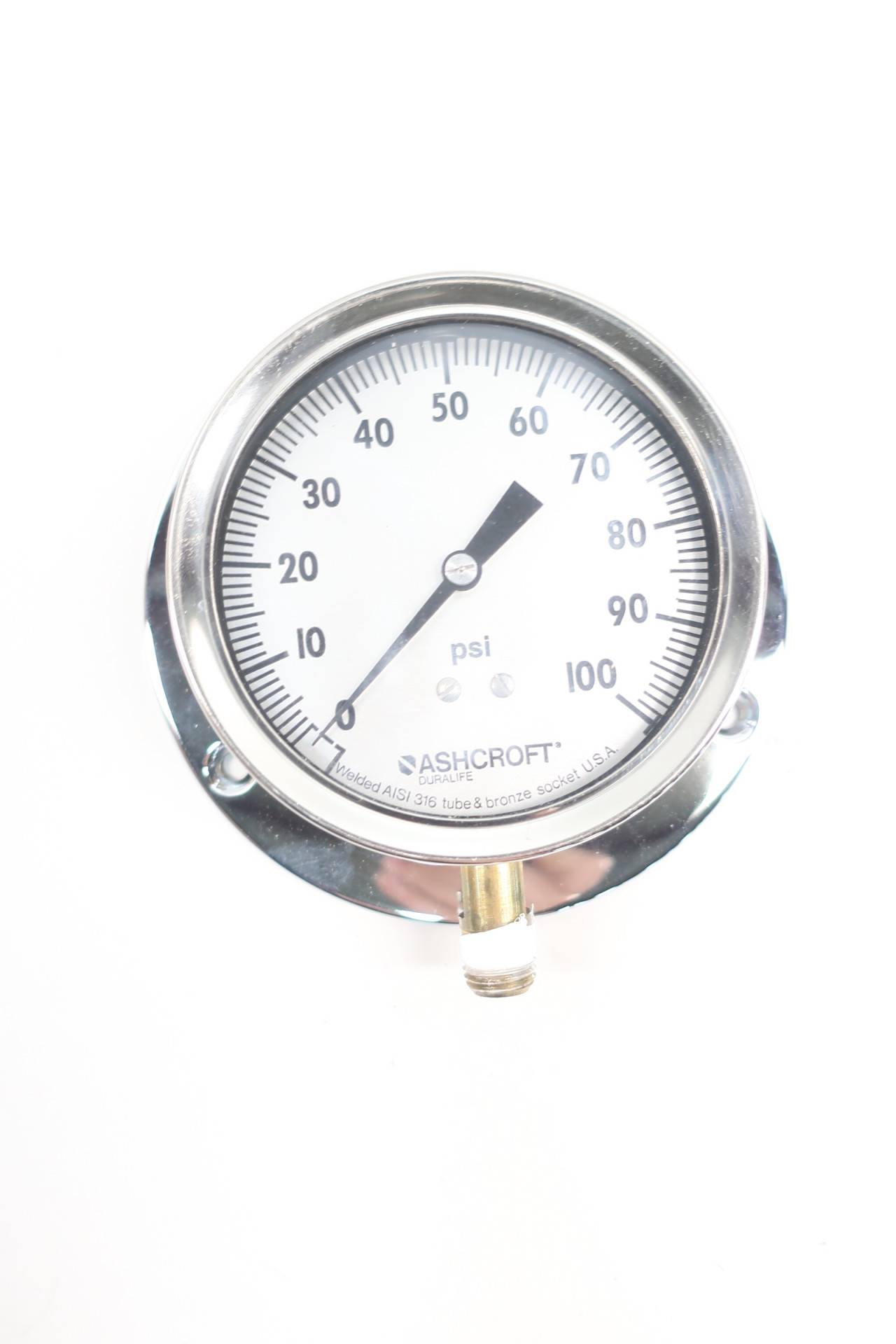 ASHCROFT 35-1009AW-02L-100 DURALIFE Pressure Gauge 3-1/2IN 0-100PSI 1/4IN NPT ASHCROFT 35-1009AW-02L-100 DURALIFE Pressure Gauge 3-1/2IN 0-100PSI 1/4IN NPT