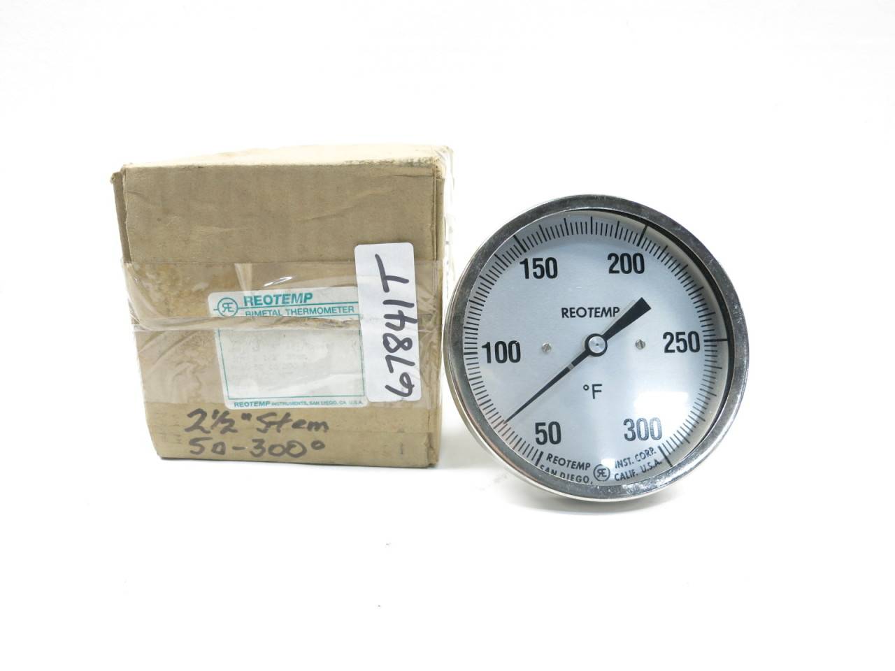 Reotemp Model J Bimetal Thermometer 50 300f 1 2in Npt