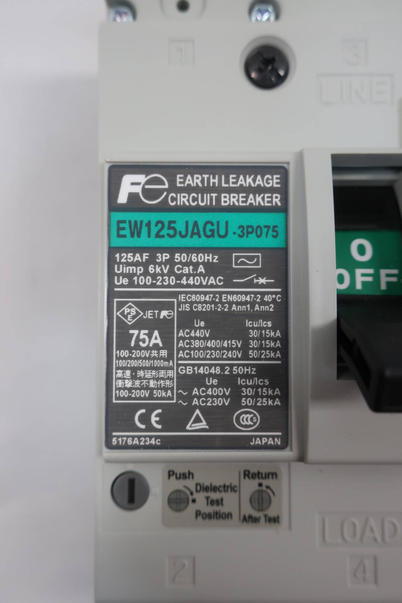 Circuit Breakers Business FUJI ELECTRIC BW125JAGU3P075 AUTO CIRCUIT