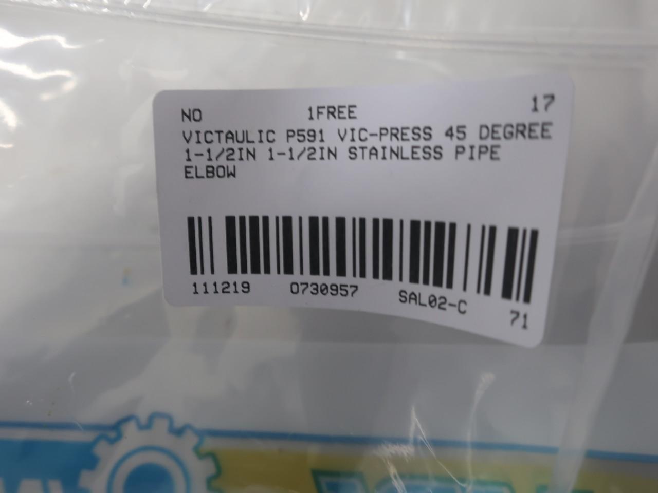 VICTAULIC P591 VIC-Press 45 DEG SCH 10S 2IN Stainless Pipe Elbow