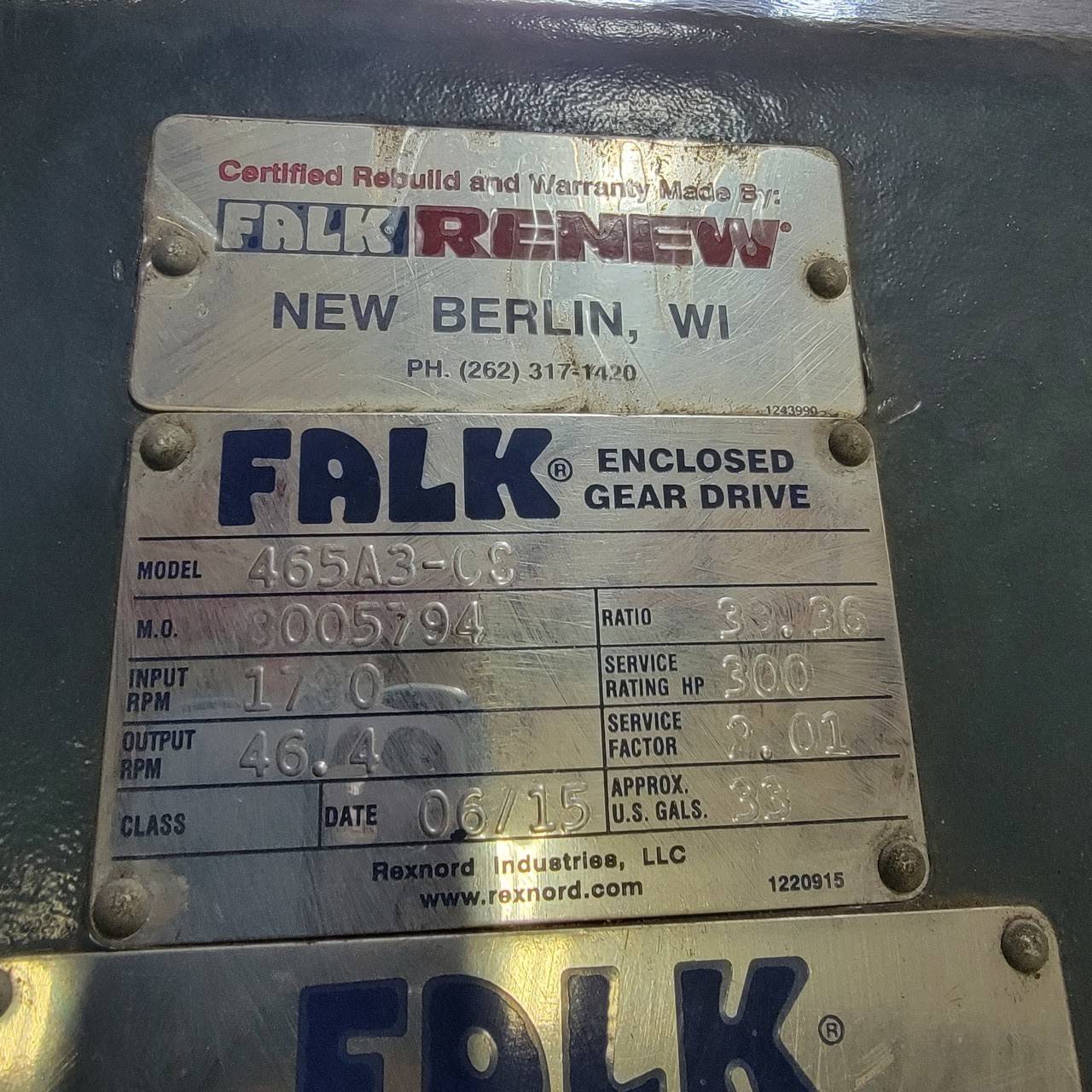 Falk 465A3-CS Enclosed Gear Drive 300hp 38.36:1
