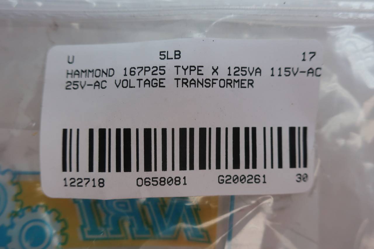 Hammond 167P25 TYPE X 125va 115v-ac 25v-ac Voltage Transformer