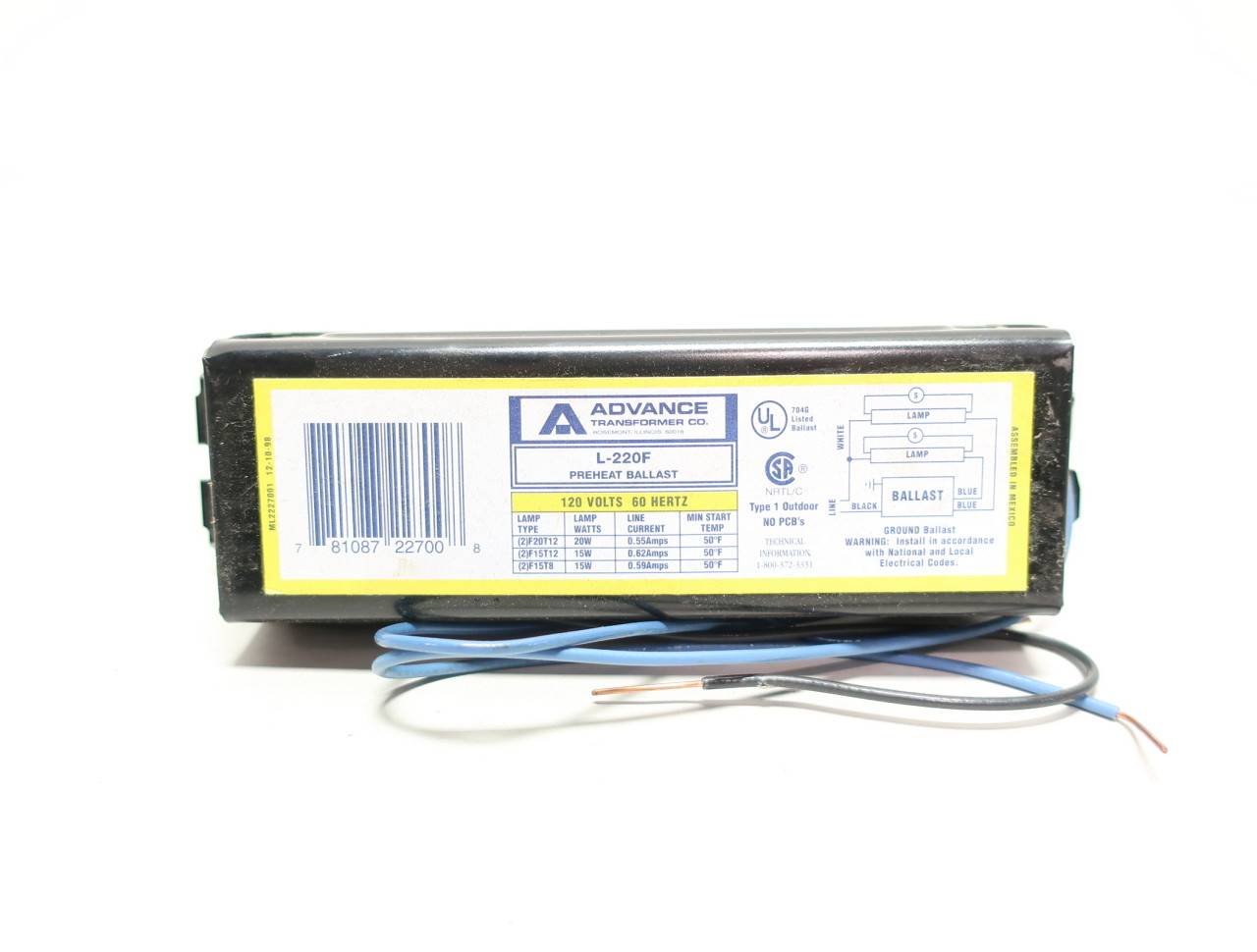 Old Stock ADVANCE L220F Fluorescent Ballast New Lighting Ballasts