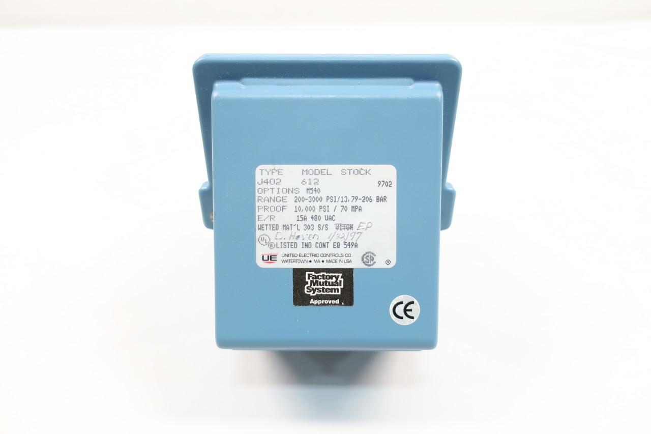 NEW IN BOX UNITED ELECTRIC PRESSURE SWITCH CONTROLLLER J400-612 200-3000PSI 