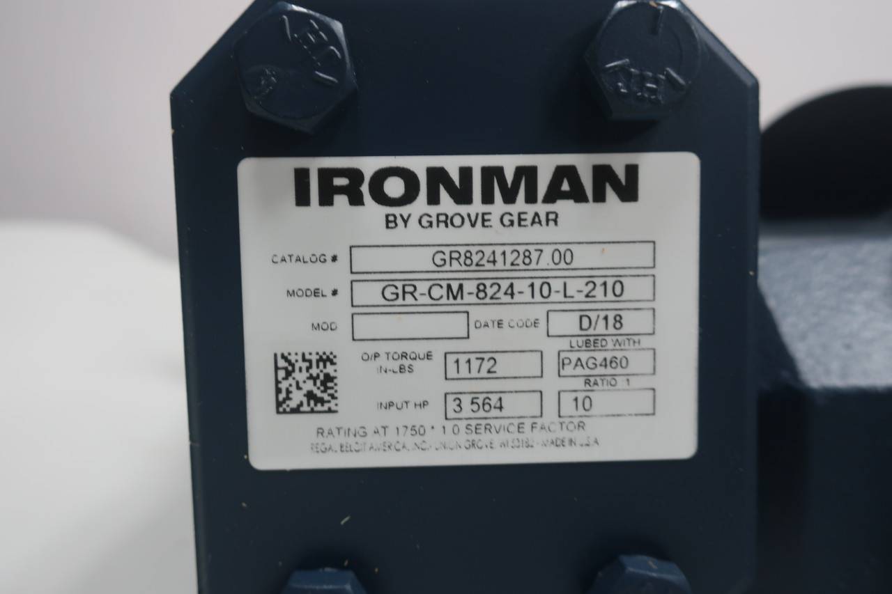 Grove Gear GR-CM-824-10-L-210 Right Angle Gear Reducer 10:1